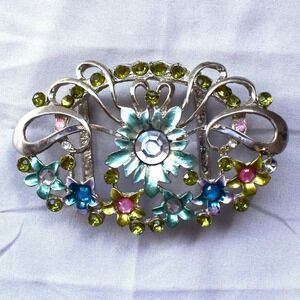 Vintage Belt Buckle Women's Unisex Sash Flowers Floral Colorful Victoria Art-Dec